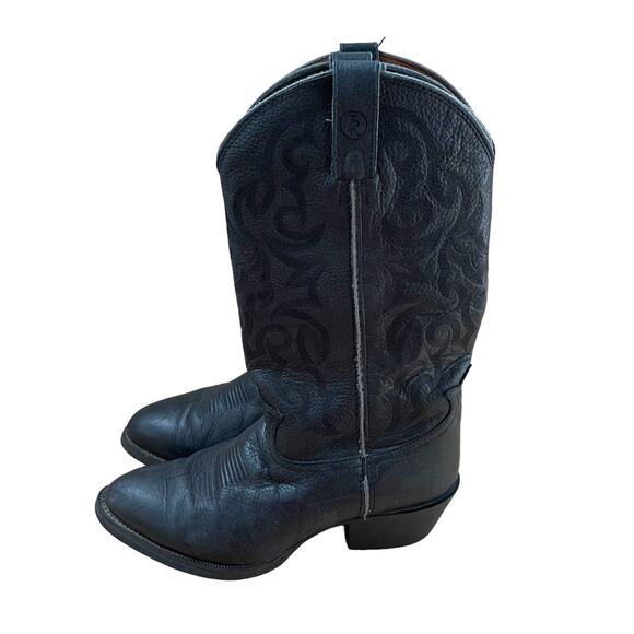 Tony Lama Black Leather Cowboy Boots ZR Oil Resistant Men’s Size 10EE Extra Wide - Picture 3 of 11